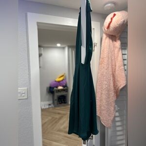 Women’s green silk halter dress